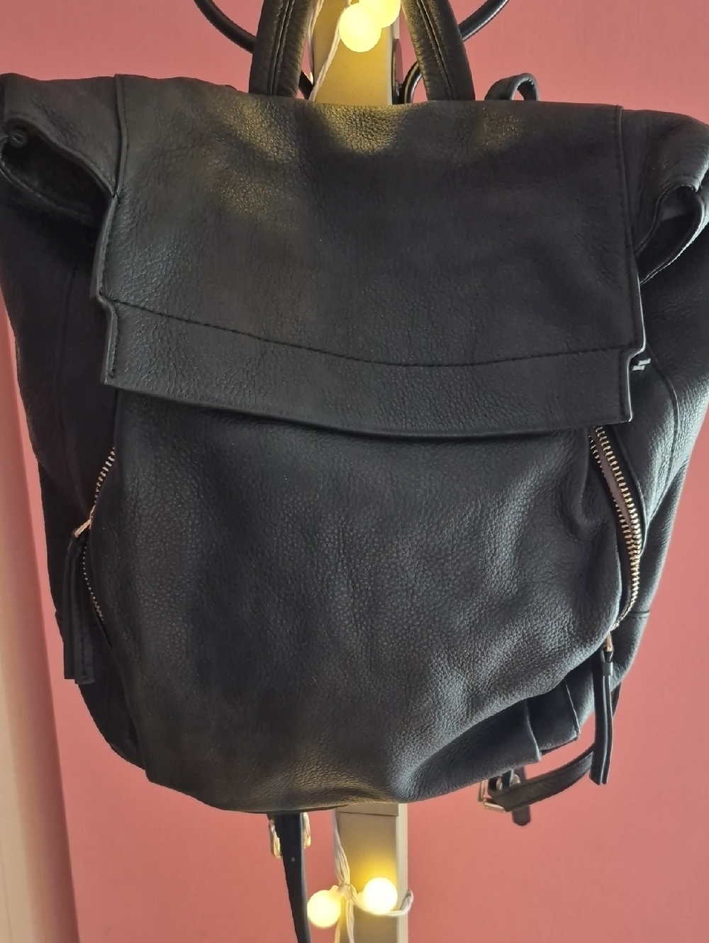 VInce Camuto Black Leather  Backpack - Classic Minimalist Style